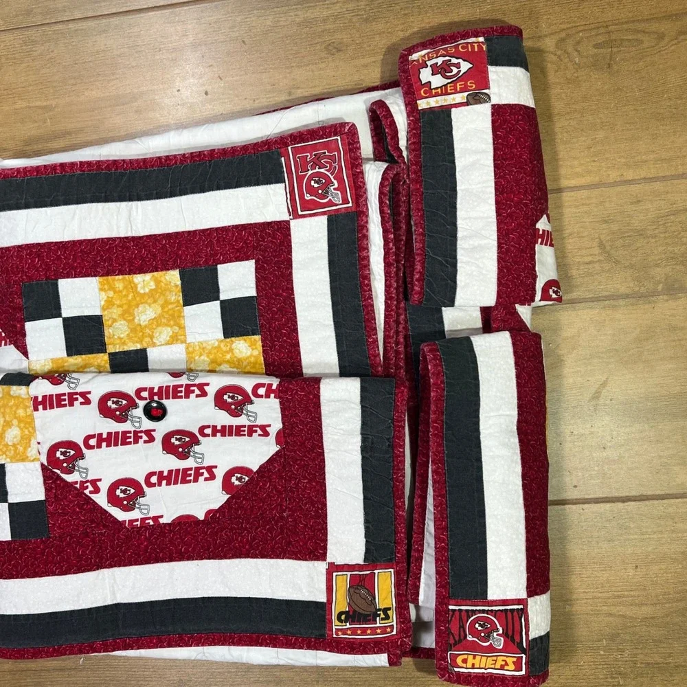 Kansas City Chiefs Handmade Patchwork Quilt Throw Blanket Red Gold‎ 59x41